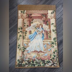 Elegant Angel Tapestry Wall Hanging - Blue and Brown